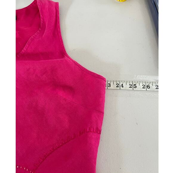 Valerie Stevens Pink 100% Linen Sleeveless Blouse Beading Embroidered XL - Picture 10 of 12